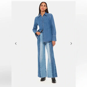 Like New WHISTLES Wide Leg High Rise Wide Leg Patchwork Jean womens Size 30